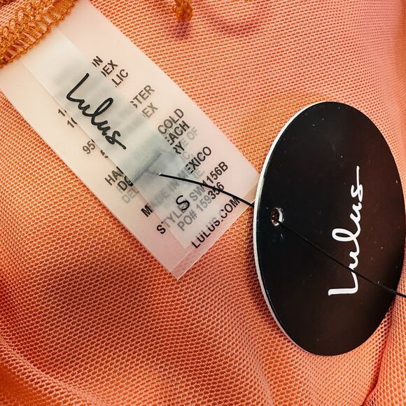 New Lulus Glittering Waters Orange Sparkly High Rise Bikini Swim Bottoms Size S - Picture 4 of 5